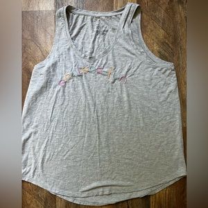 Embroidered grey tank top